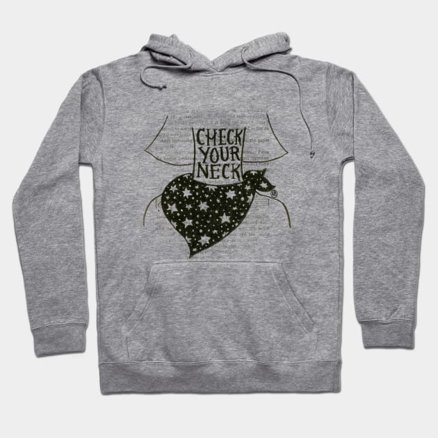 Check Your Neck Female2- black design Hoodie by Polkadotdreamer